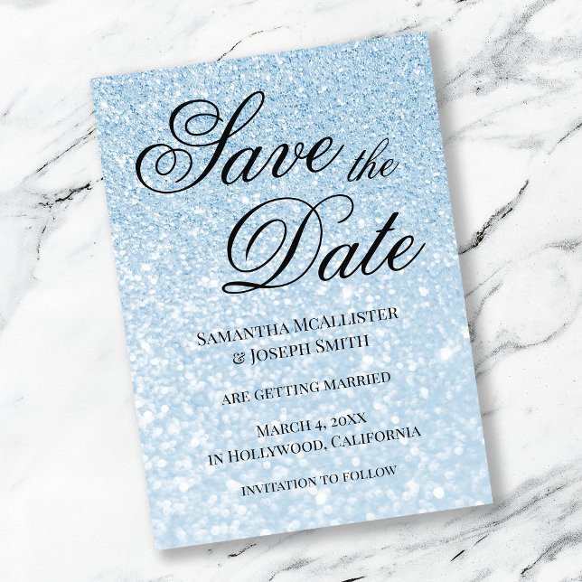 Light Blue Bokeh Glitzer Save the Date Einladung (Von Creator hochgeladen)
