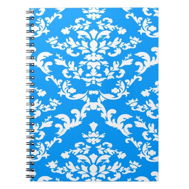 Light Blue Bold Mod Damask Notizblock (Vorderseite)