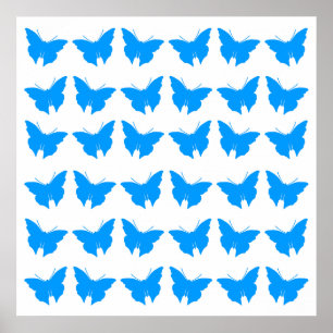 Light Blue Bold Schmetterlinge Poster