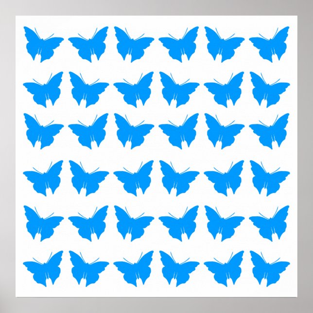 Light Blue Bold Schmetterlinge Poster (Vorne)