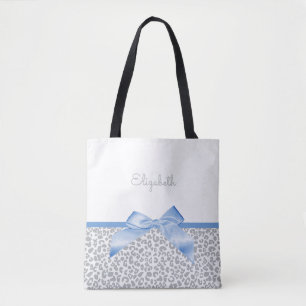Light Blue Bow mit trendigem Leopard Print und Nam