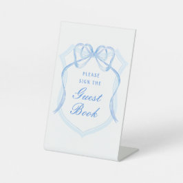 Light Blue Bow Wappen Guest Book Sockelschild