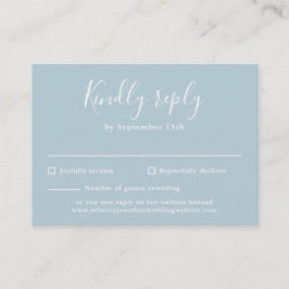 Light Blue Budget Modern Script Wedding RSVP Card Begleitkarte