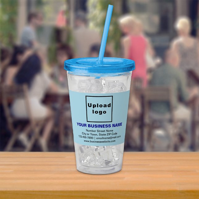 Light Blue Business Brand on Acrylic Tumbler Acryltrinkbecher (Acrylic tumbler with your business brand in light blue)