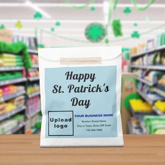 Light Blue Business Brand, St. Patrick's Day, Geschenktütchen (Light blue business brand with St. Patrick's Day greeting on paper bag)