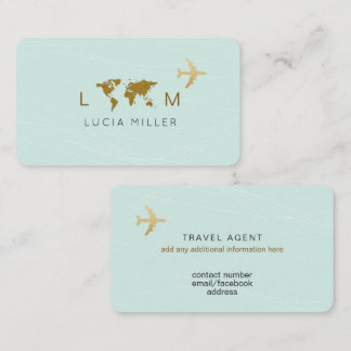 Light-Blue Business Card for a Travel Agent Visitenkarte