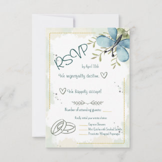 Light Blue Butterfly RSVP Karte