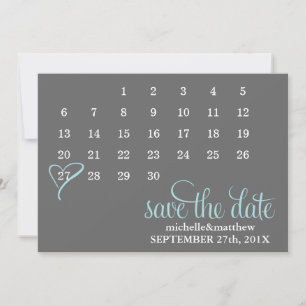 Light Blue Calendar Wedding Save the Date