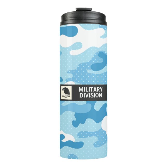Light Blue Camouflage Pattern Thermosbecher (Vorderseite)