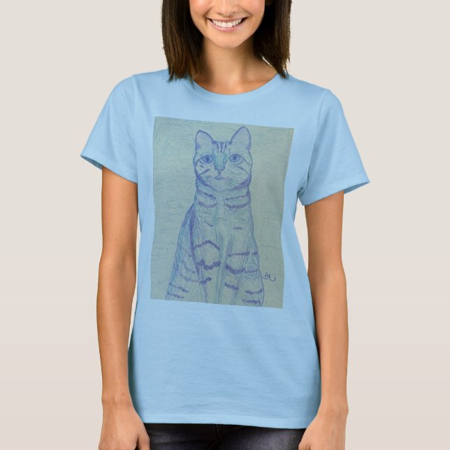 Light Blue Cat T - Shirt (Vorderseite)