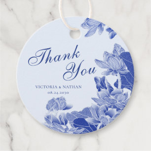 Light Blue Chinoiserie Floral Wedding Vielen Dank Geschenkanhänger