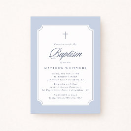 Light Blue Clipped Corners Baptism Invitation Einladung