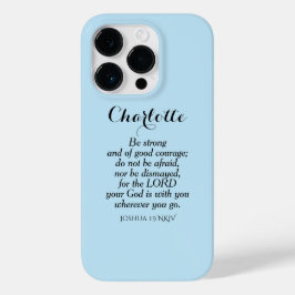 Light Blue Courage Bible Verse Individuelle Name E Case-Mate iPhone 14 Pro Hülle