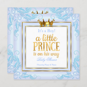 Light Blue Crown Prince Baby Shower Boy Einladung
