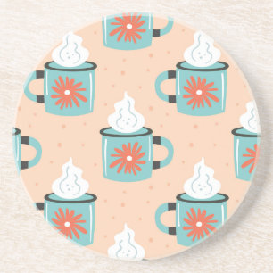 Light Blue Cup Nahtloses Muster. Getränkeuntersetzer