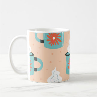 Light Blue Cup Nahtloses Muster. Kaffeetasse