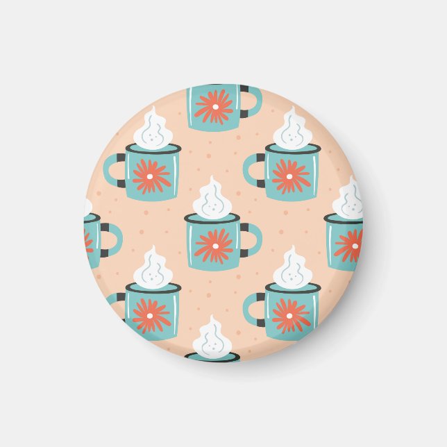 Light Blue Cup Nahtloses Muster. Magnet (Vorne)