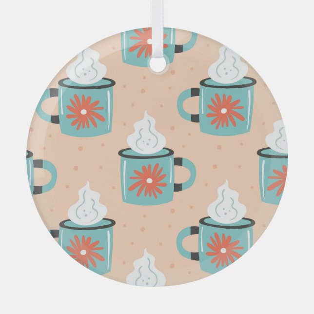 Light Blue Cup Nahtloses Muster. Ornament Aus Glas (Vorderseite)