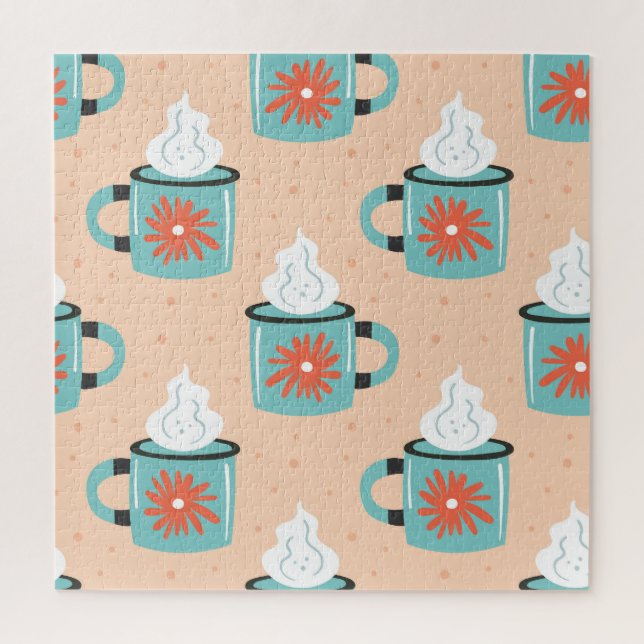 Light Blue Cup Nahtloses Muster. Puzzle (Vertikal)