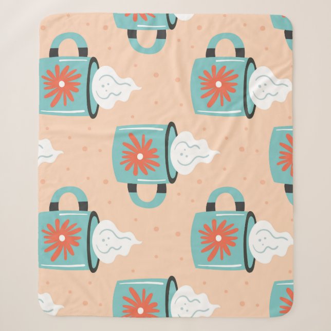 Light Blue Cup Nahtloses Muster. Sherpadecke (Vorderseite)