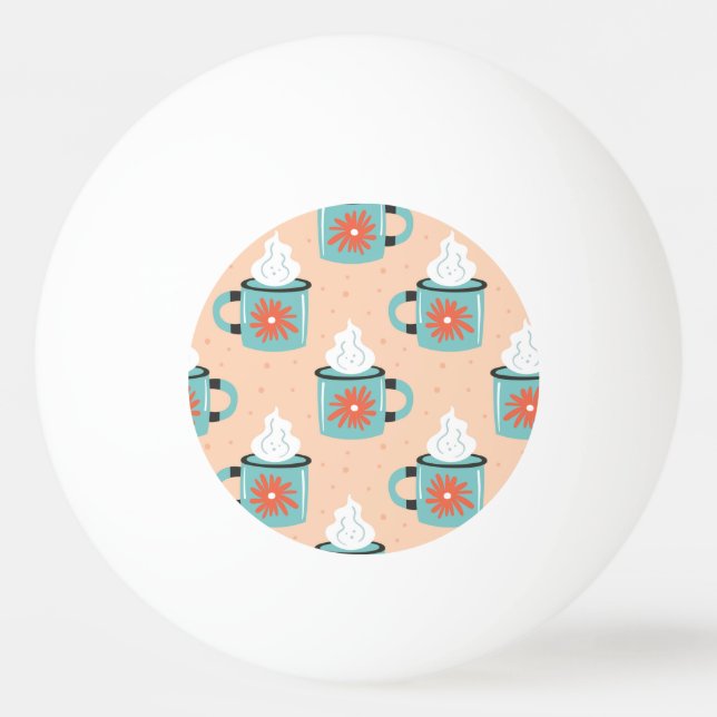 Light Blue Cup Nahtloses Muster. Tischtennisball (Vorderseite)