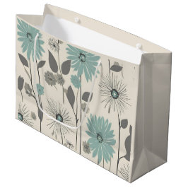 Light Blue Daisy Mid Century Modern Floral Große Geschenktüte