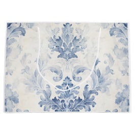 Light Blue Damask Large Große Geschenktüte