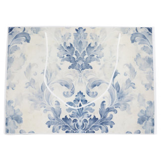Light Blue Damask Large Große Geschenktüte