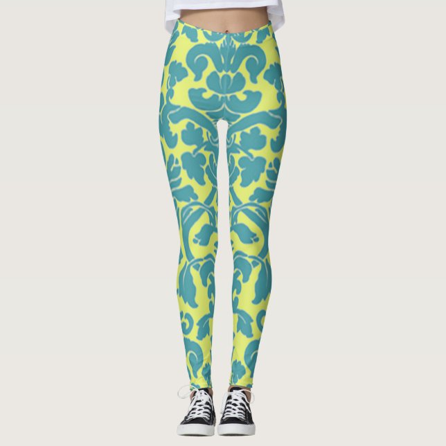 Light Blue Damask Leggings (Vorderseite)