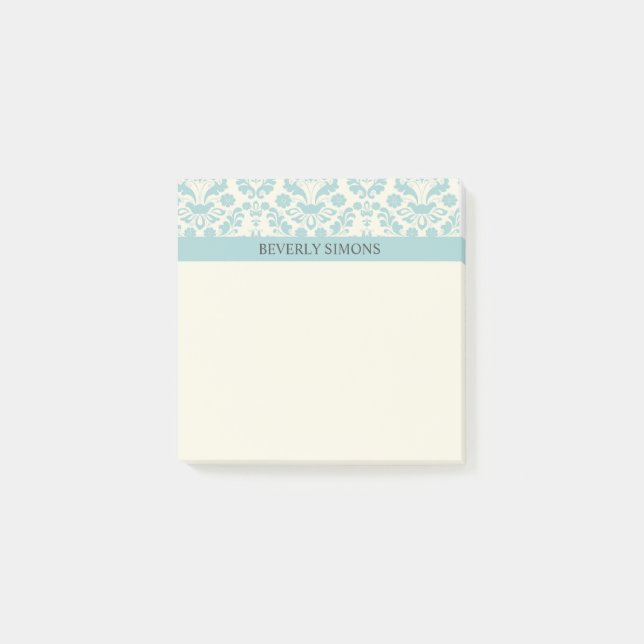 Light Blue Damask Post-it Klebezettel (Vorderseite)