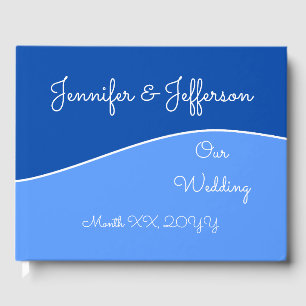 Light Blue, Dark Blue, White Curvy Line + Names Gästebuch