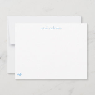 Light Blue Doodle Heart Personalisiert Stationery Mitteilungskarte