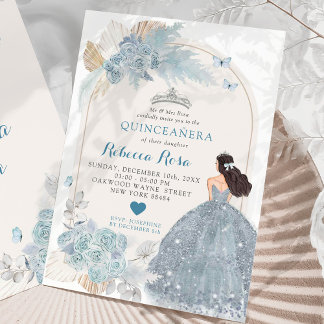 Light Blue Dress Boho Princess Quinceañera Einladung