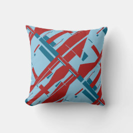 Light Blue Dunkel Red Diagonal Abstract Design Kissen