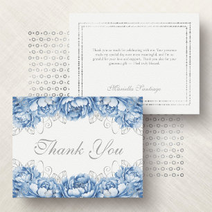 Light Blue Elegane Floral Quinceanera Dankeskarte