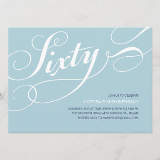 Light Blue Elegant 60. Geburtstag Einladungen