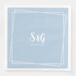 Light Blue Elegant Script Custom Initials Wedding Serviette