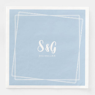 Light Blue Elegant Script Custom Initials Wedding Serviette
