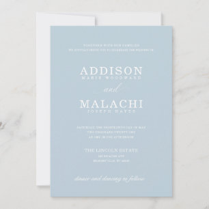 Light Blue Elegante Minimalistische Hochzeitseinla Einladung