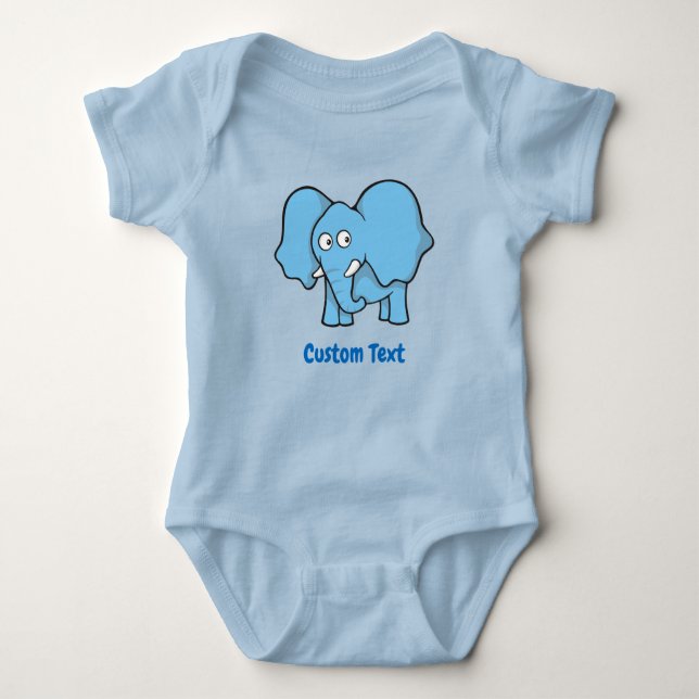 Light Blue Elephant Baby Strampler (Vorderseite)