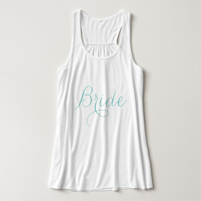 Light Blue Extravagant Script "Bride" Tank Top (Design Vorderseite)