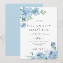 Light Blue Floral Baby Blue Botanical Wedding Invi