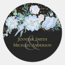Light Blue Floral Black Moderne Hochzeitsbudget