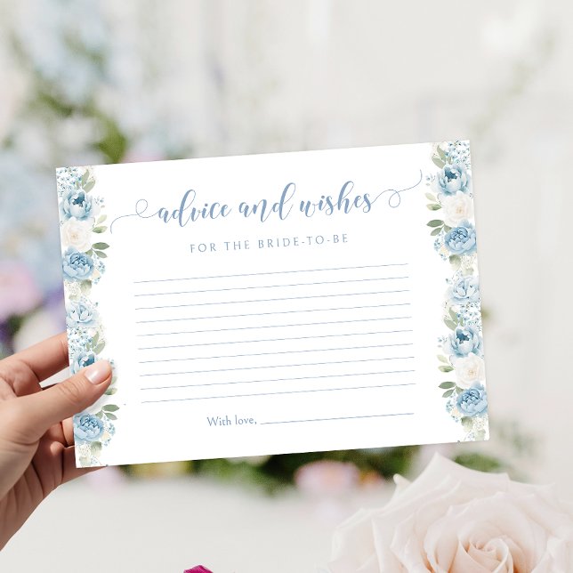 Light Blue Floral Bridal Shower Advice and Wishes Begleitkarte (Von Creator hochgeladen)