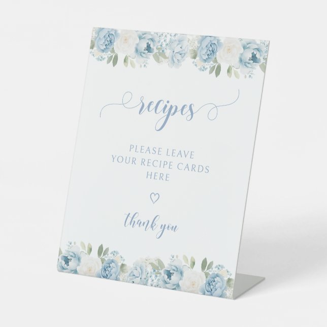 Light Blue Floral Bridal Shower Recipe Sockelschild (Vorderseite)