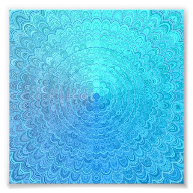 Light Blue Floral Circle Mandala Fotodruck (Vorne)