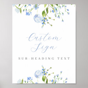 Light Blue Floral Custom Editierbar Digital Downlo Poster