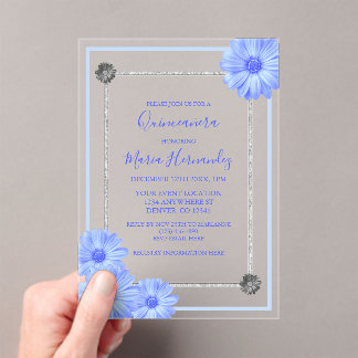 Light Blue Floral Elegante Acryleinladungen