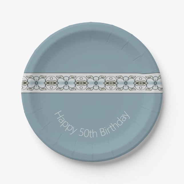 Light Blue Floral Pappteller (Vorderseite)