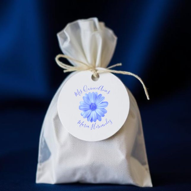 Light Blue Floral Quinceañera Geschenkanhänger (Von Creator hochgeladen)